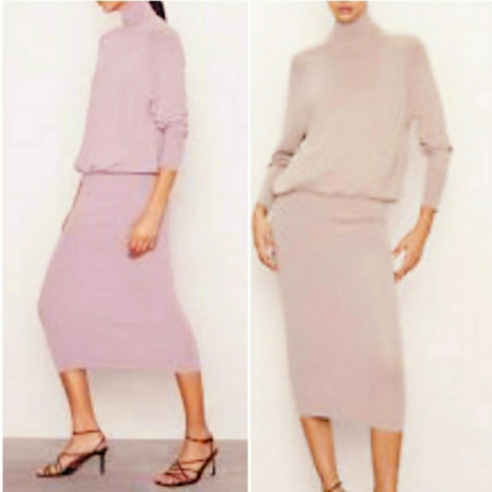 Zara NWT High Collar cowl neck Knit  Midi Dress